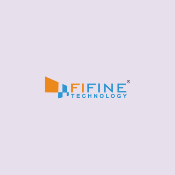 Fifine Technology's company logo on a pink background.